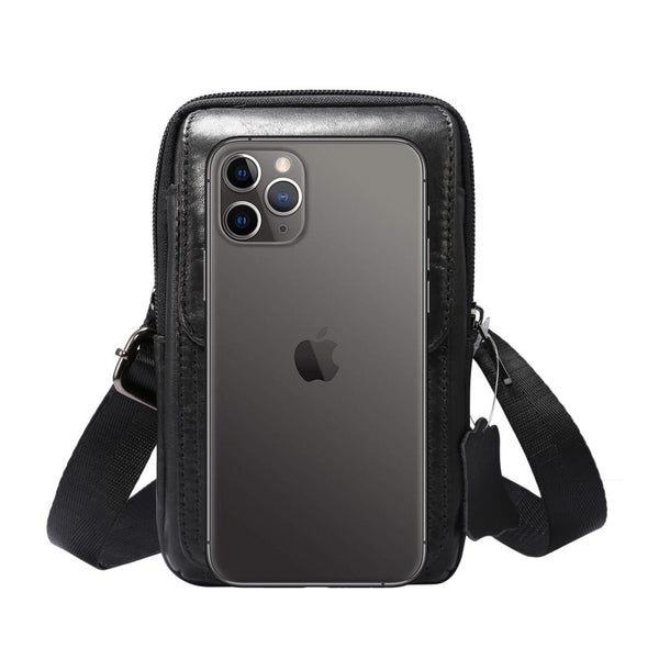Multi-functional Universal Leather Waist Hanging One-shoulder Mobile Phone Waist Bag For 6.5 Inch or Below Smartphones(Black)