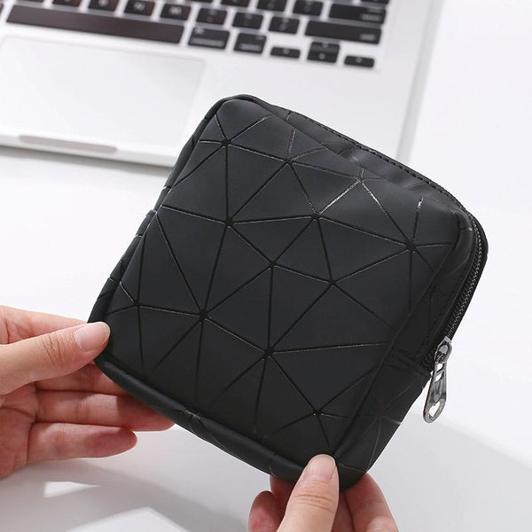 XH8214 Portable Sanitary Napkin Storage Bag Large Capacity Waterproof Coin Bag(Black)