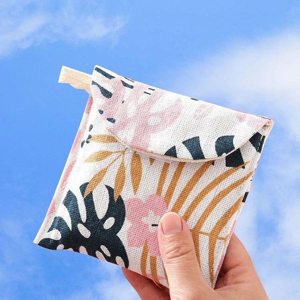 8pcs Cotton and Linen Sanitary Napkin Storage Bag Handy Clutch Bag(Turtle)