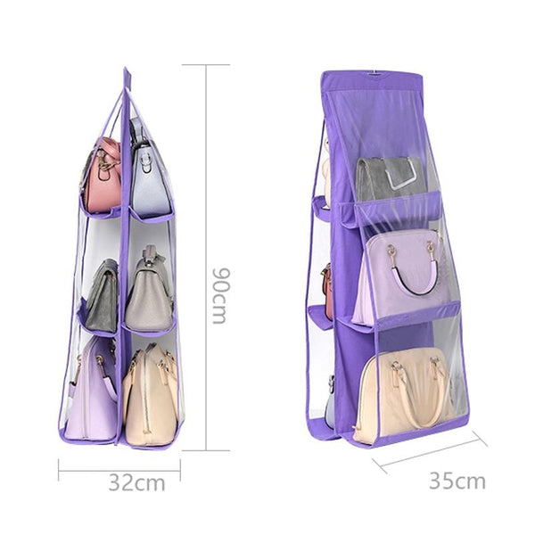 B05005 Double Sided 6 Pocket Hanging Bag Non-woven Fabric Hanging Handbag Organizer(Green)