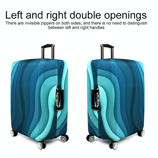 Travel Abrasion-resistant Elastic Luggage Protective Cover Suitcase Dust Covers, Size:22-24 inch(Green Ripple)