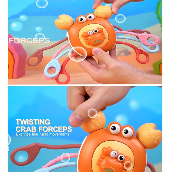 Baby Puzzle Fun Finger Pumping Toys Enlightenment Early Teaching Toys, Style: Cartoon Crab (Orange)
