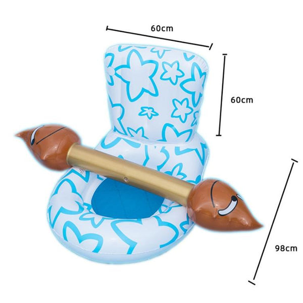 4 in 1 Toilet-shaped Inflatable Floating Row + Poop-shaped Water Inflatable Sports Game Combat Stick Water-to-water Collision Game Inflatable Equipment Set, Size:98 x 60 x 60cm(White)