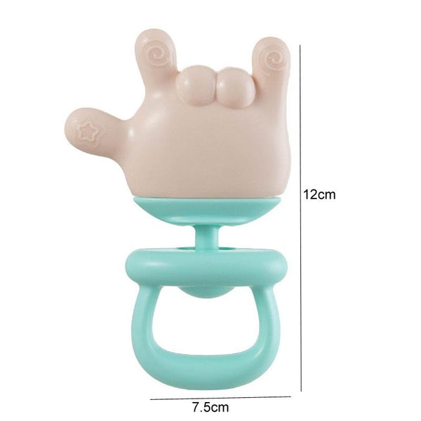 Baby Rattle Teether Soothing Teething Stick Anti-Eating Silicone Toy, Color: Yeah Gesture Cyan