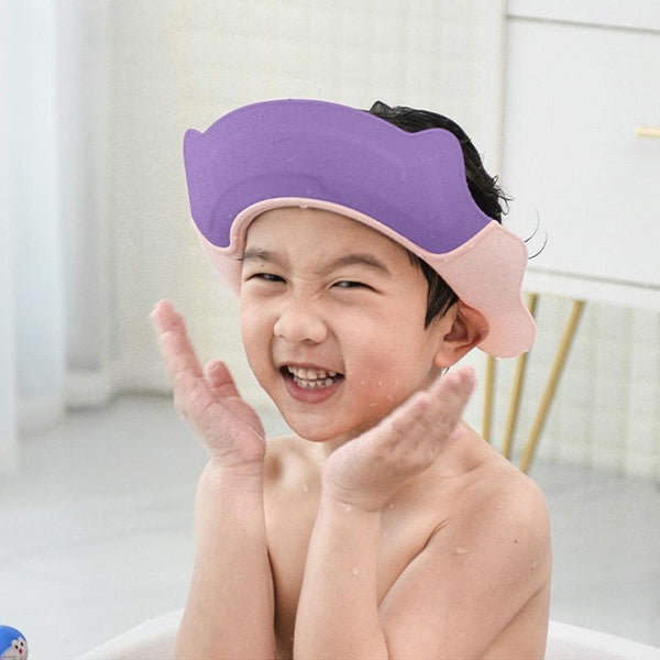 Shampoo Earmuffs Silicon Infant Wash Bath Cap Child Washing Hat(Purple)