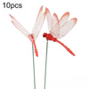 10pcs Simulation Plug Rod Magnetic Dragonfly Home Wall Garden Decoration(Red)