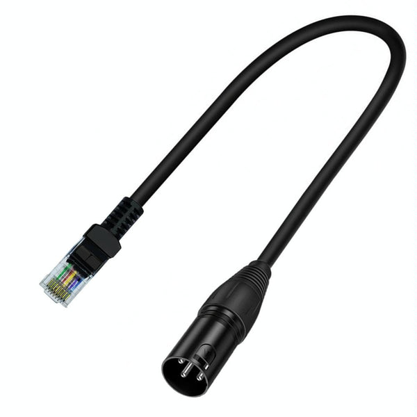 XLR 3 Pin Male to RJ45 Male Network Extension Cable for DMX-CON Controller Series, Length: 30cm(Black)