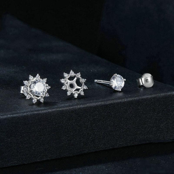 S925 Sterling Silver Plated With White Gold Shining Moissanite Earrings(MSE048)