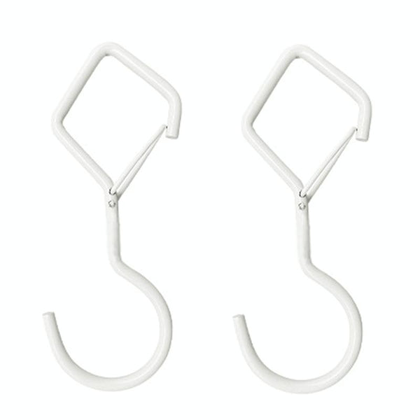 2pcs Household S Hooks For Hanging Metal Windproof Hooks With Safety Buckle, Color: White