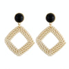 E2002-2 Black Frame Bamboo Vine Handmade Woven Earrings Bosomia Style Earrings
