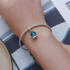 BSC735 Sterling Silver S925 Crystal Ball Bracelet Pendant Zirconia Lucite Bead Charm