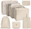 8 In 1 Toiletry Bag Travel Storage Bag Set Folding Storage Bag( Beige)