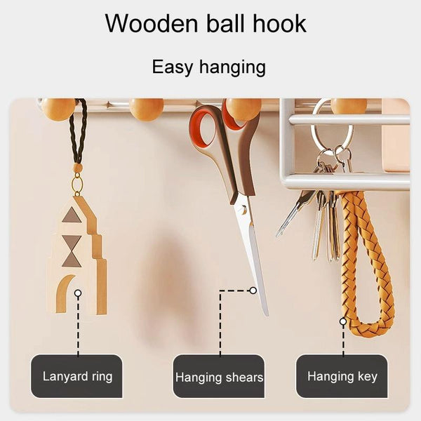 Household Large Non-Punching Organizer Wall Hanging Shelf, Style: Black Wooden Ball With Tissue Box