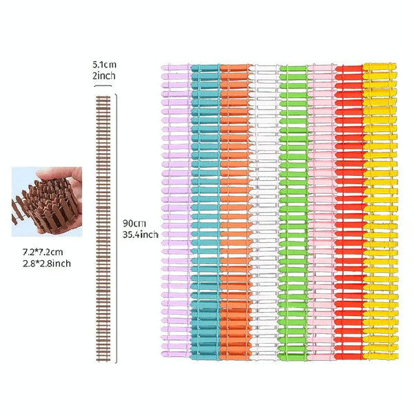 90cm Miniature Wooden Fence DIY Fairy Garden Mini Landscape Ornament(Green)