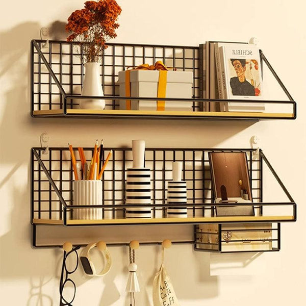 Household Large Non-Punching Organizer Wall Hanging Shelf, Style: Black Basic Model