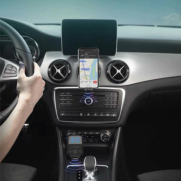 LDNIO C706Q QC3.0+AUTO-ID Car Bluetooth FM Music Digital Display Car Charger with 8 Pin Cable