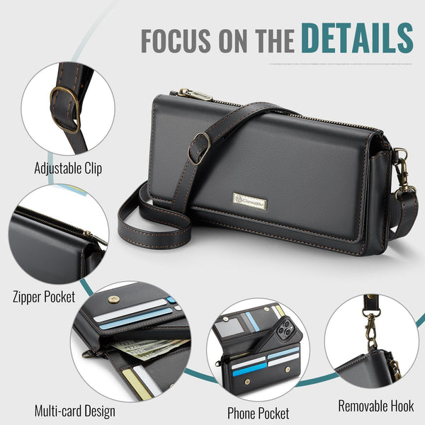 CaseMe Me30 Multi Functional Diagonal Cross Bag Phone Case(Black)