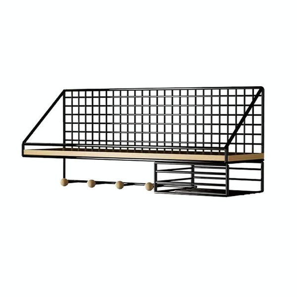 Household Large Non-Punching Organizer Wall Hanging Shelf, Style: Black Wooden Ball With Tissue Box