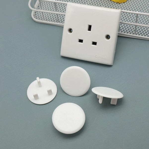 UK 3-Hole Baby Socket Protection Cover, Style: Round Thin White