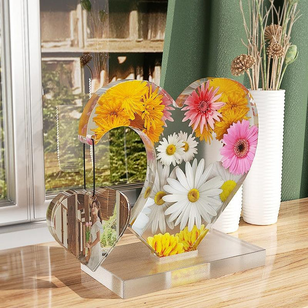 DIY Glue Double Heart-Shaped Hanging Photo Frame Display Stand Silicone Mold, Spec: Set