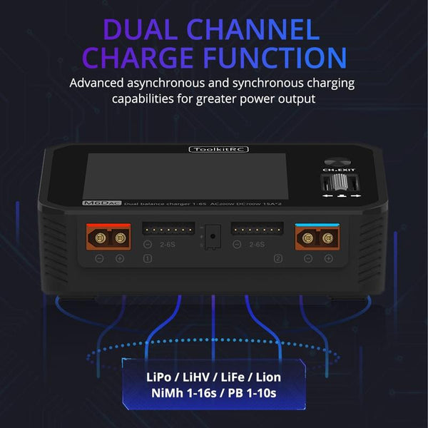 ToolkitRC M6DAC Dual Way Aeromodelling Drone Li-Po Battery Balance Charger(US Plug)