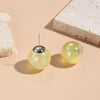 E2209-9 Yellow Symphony Round Beads Stud Earrings Jewelry