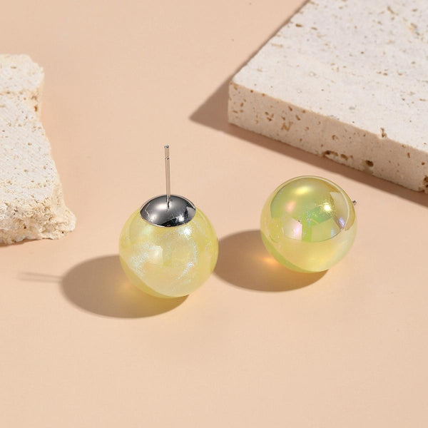 E2209-9 Yellow Symphony Round Beads Stud Earrings Jewelry