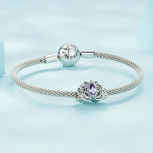 SCC2456 Sterling Silver S925 Zircon Hollow Lotus Bracelet Beads