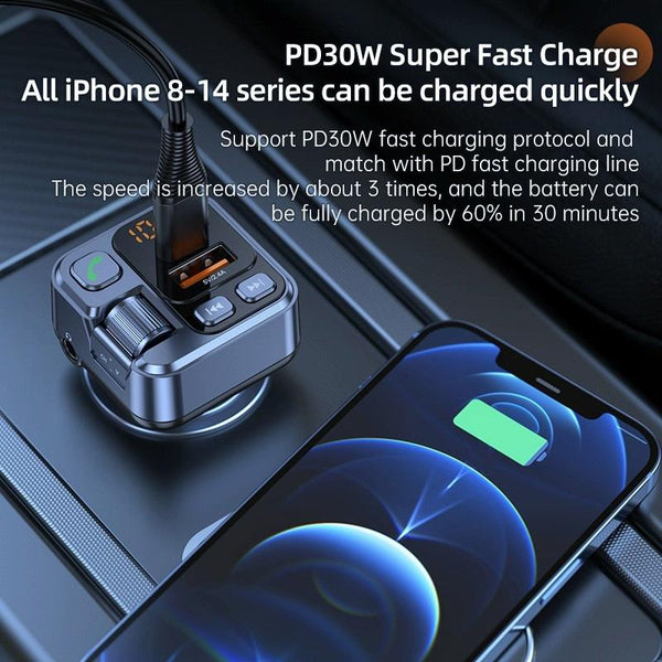 T16 MP3 Player Fast Charger Wireless Bluetooth 5.1 FM Transmitter Hands Free Car Kit