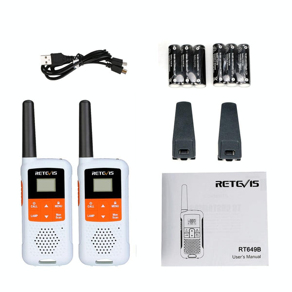 1 Pair RETEVIS RT649B 0.5W EU Frequency 446.00625-446.19375MHz 16CHS Two Way Radio Handheld Walkie Talkie, EU Plug(White)