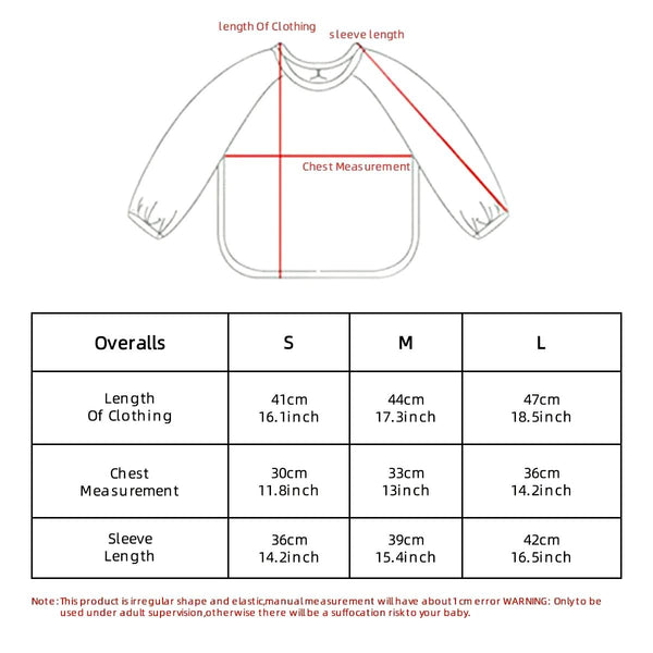 Long Sleeved Baby Bib Waterproof Washable Easy Clean Smock With Pocket, Size: M(Animals)