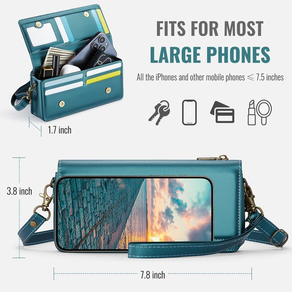 CaseMe ME30 Max Multifunctional Large-Capacity Shoulder Crossbody Phone Bag(Blue Green)