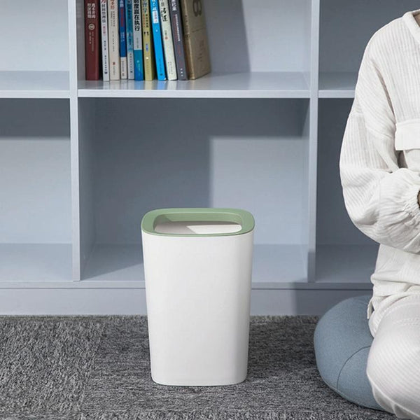 Living Room Household Large Kitchen Bathroom Trash Can with Press-ring(Grey)