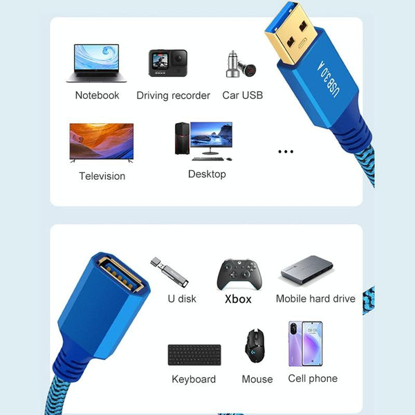 Printer / Hard Disk USB 3.0 Male to Female Extension Cable, Length:0.3m(Blue)