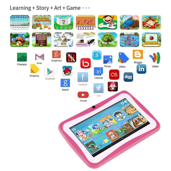 Kids Education Tablet PC, 7.0 inch, 1GB+8GB, Android 4.4.2 Allwinner A33Quad Core 1.3GHz, WiFi, TF Card up to 32GB, Dual Camera(Pink)