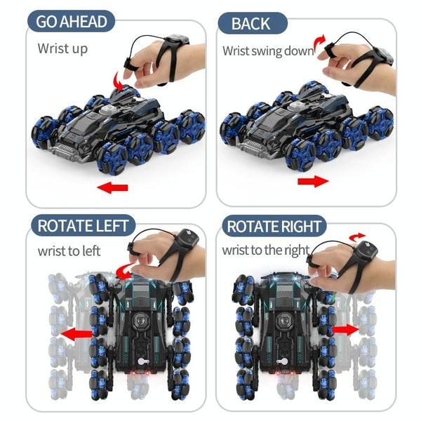 DM-558 Eight Wheel Stunt Drift Spray Remote Control Car, Specification:Dual Control(Green)