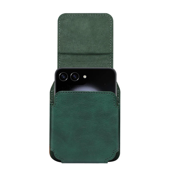 Folding Screen Mobile Phone Waist Hanging Universal Clutch Bag(Green)
