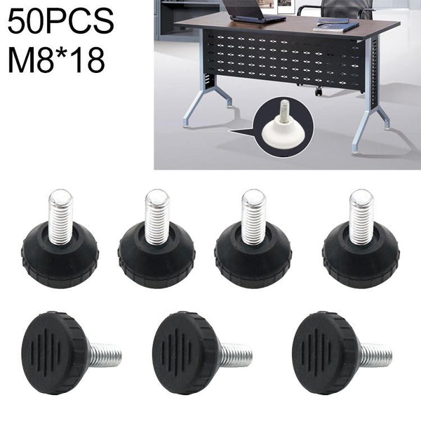 50 PCS Adjustable Foot Pad Furniture Screw Support Stub, M8x18