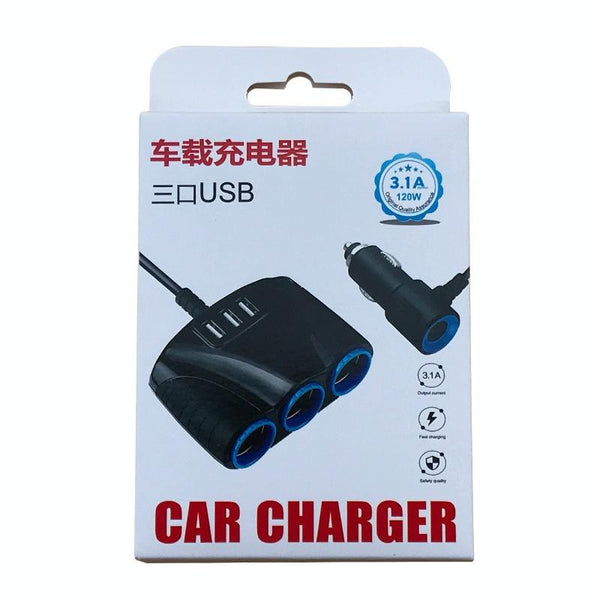120W Multifunctional USB 3 In 1 Car Cigarette Lighter Car Charger, Style: 5 Ports(Blue Black)