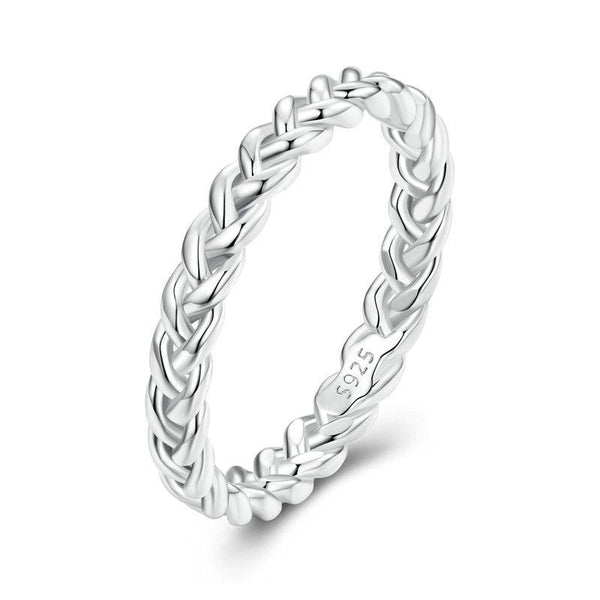 BSR311 Sterling Silver S925 Geometric Twist White Gold Plated Ring(No.8)
