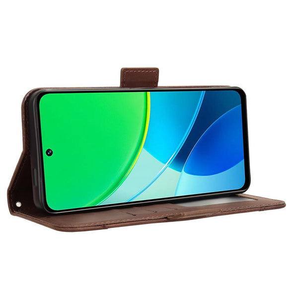 For vivo Y19s 4G Skin Feel Calf Texture Card Slots Leather Phone Case(Brown)
