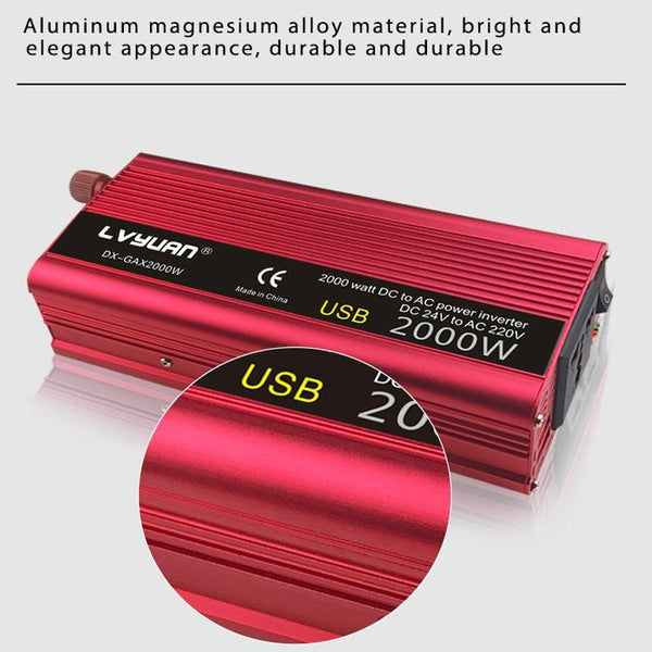 LVYUAN Car Inverter Dual USB Power Converter, Specification: 24V to 220V 2000W