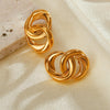 OPK GE910 1pair Simple Geometric Looped Temperament Stud Earrings Vintage Stainless Steel Earrings