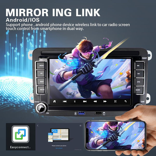 For Volkswagen Q3300KT 7-inch 2+32G Car Multimedia Player Navigation Bluetooth Reversing Integrated Machine Android 10.0, Style:Standard+12Lights Camera