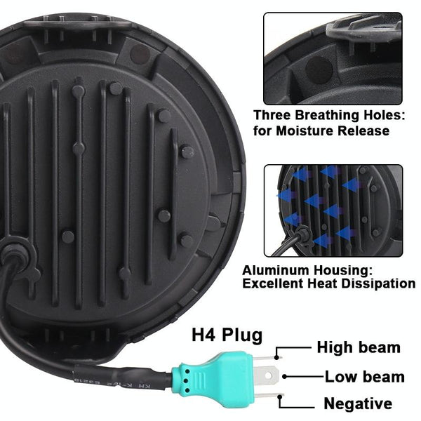 7 inch Round LED Motorcycle Headlight Modified Spotlight for Honda(Black)