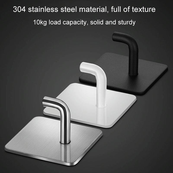 2pcs Stainless Steel Hooks Kitchen Bathroom Storage Behind Door Hooks With Adhesive, Style: Square Black