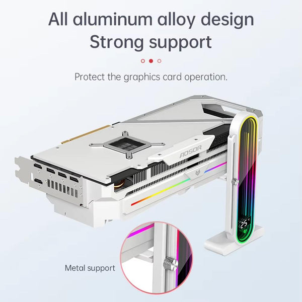 COOLMOON GH3 Computer ARGB Vertical Adjustable Lens Graphics Card Holder, Style: No Temperature Display Black