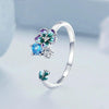 BSR341 Sterling Silver S925 Gradient Zircon Floral Open Ring