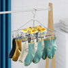 Square Socks Drying Hanger Stainless Steel Multifunctional Windproof Drying Rack, Style: 35x27cm40 Clips