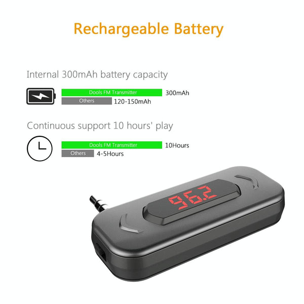 Doosl DSER116 Multifunctional Car FM Transmitter Wireless Music Receiver with 3.5mm Jack & LCD Display, Support Hands-free Call(Black)